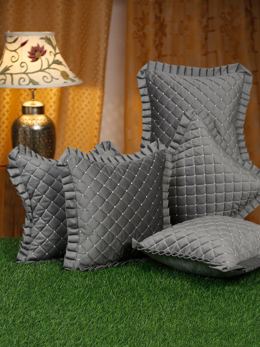 SOFT QUILTED VELVET FRILLED CUSHION COVERS image 0