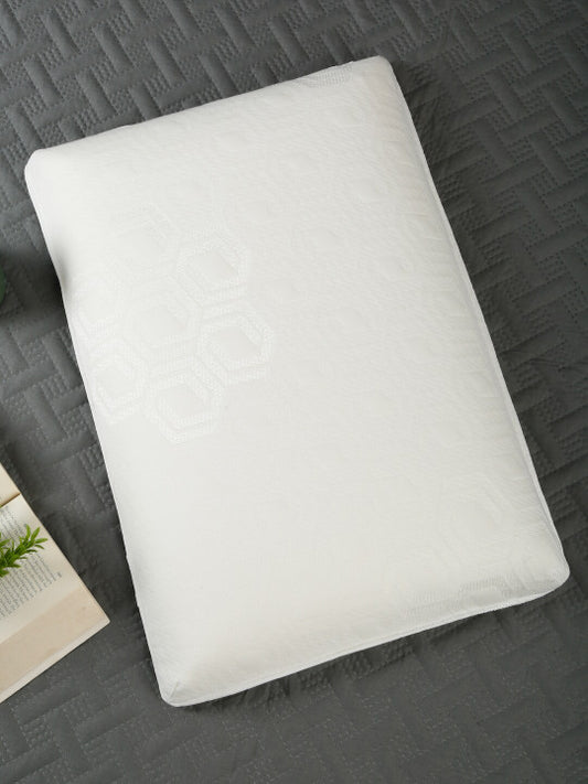 Cream Solid Cotton Medium Memory Foam Sleep Pillow-68.58 x 43.18 cm