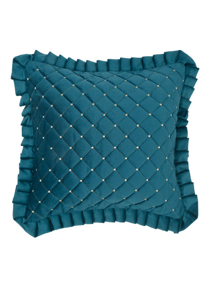 SOFT QUILTED VELVET FRILLED CUSHION COVERS image 1