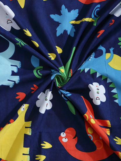 Hosta Homes Dino World Multicolored Kids Bed Sheet With Pillow Cover image 3