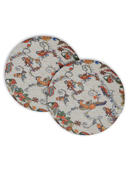 White & Yellow Printed Pure Cotton Table Placemats - Pack of 2 image
