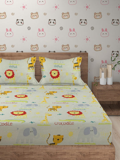 Hosta Homes Animal Amista Multicolored Bed Sheet With Pillow Covers image 1