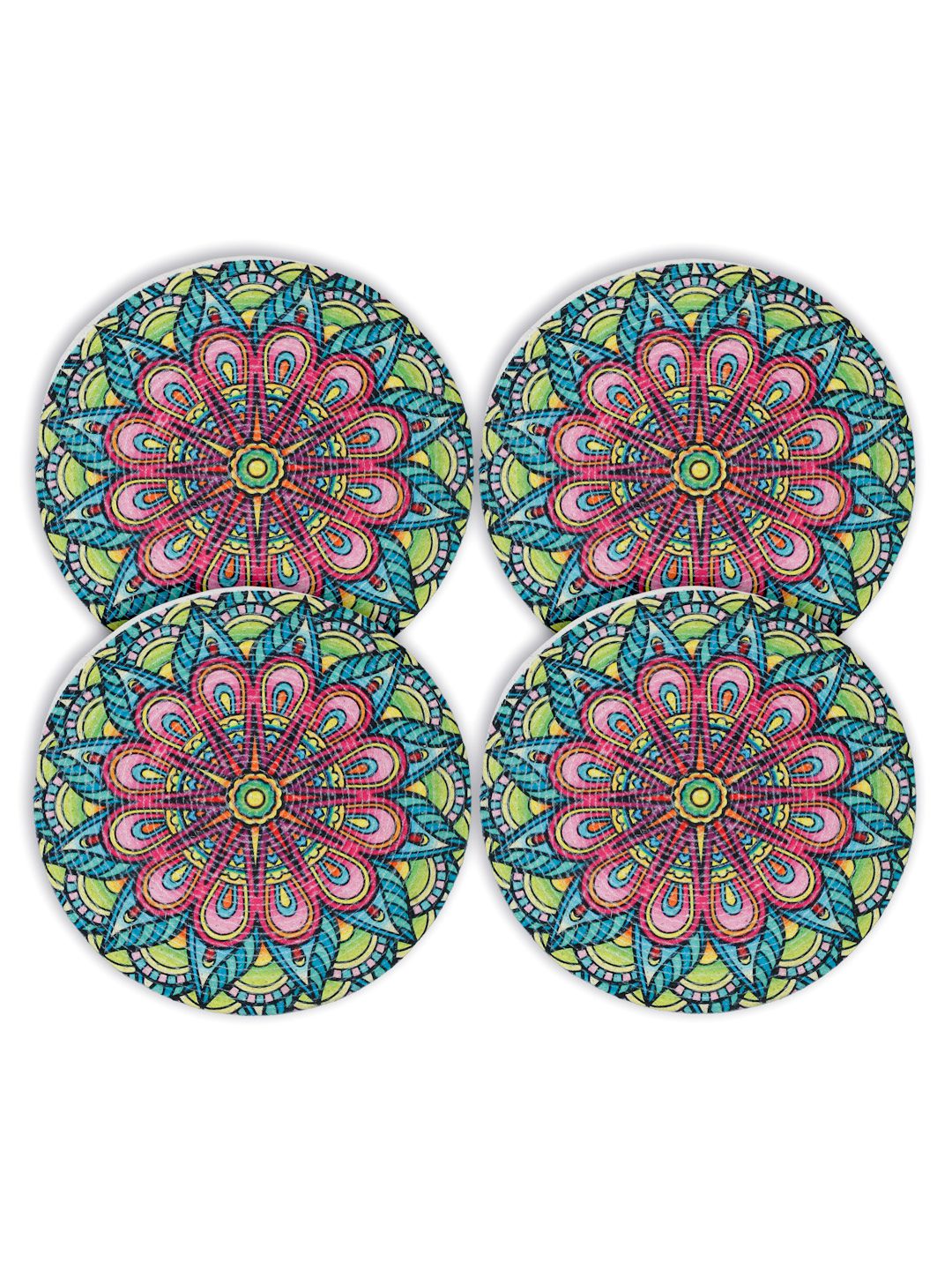 Pink & Green Printed Pure Cotton Table Placemats - Pack of 4 image