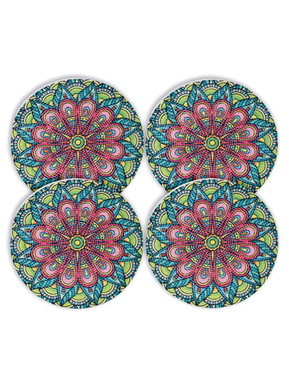 Pink & Green Printed Pure Cotton Table Placemats - Pack of 4 image