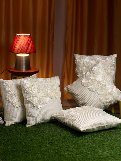 Set of 5 Floral Square Cushion Covers for Sofa & Living Room image 1