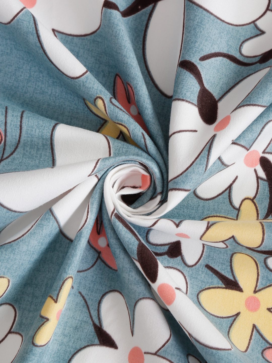 Hosta Homes Floral Design Multicolored Bed Sheet With Pillow Covers image 4