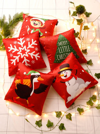 Soft velvet , Abstract Red & White  ,pack of 5 , zipper image 0