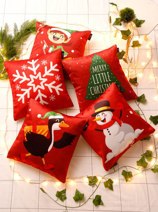 Soft velvet , Abstract Red & White  ,pack of 5 , zipper image 0
