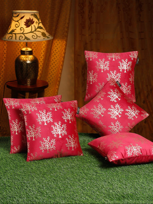 16X16 Soft Velvet , Foil Printed Maroon ,Zipper image 0