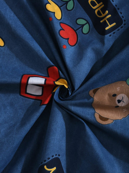 Hosta Homes Happy Teddy Multicolored Kids Bed Sheet With Pillow Covers image 3