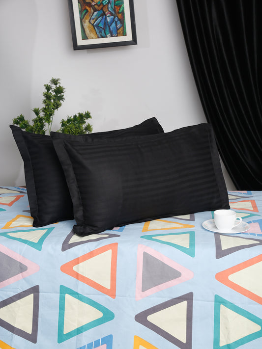 HOSTA HOMES Set of 2 Striped Cotton Pillow Covers with Zip Closure image 0