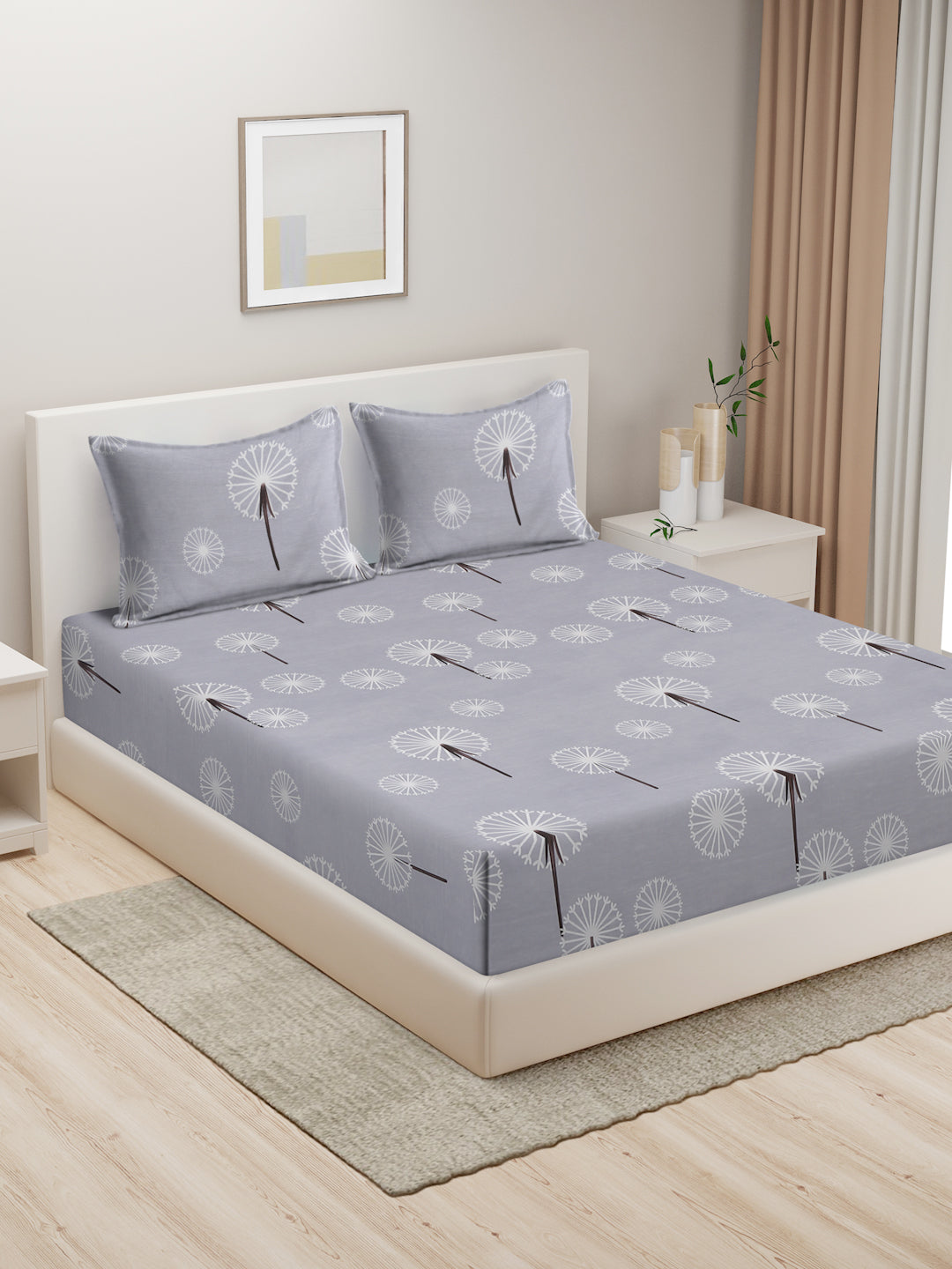 Hosta Homes Floral Design Multicolored Bed Sheet With Pillow Covers image 0