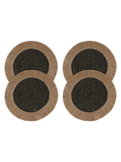 Jute Cotton Frilly Reversible Table Mat - Pack of 4 image