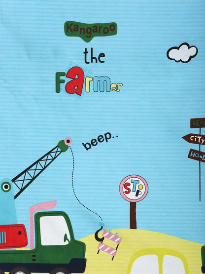 Hosta Homes Farmer Work Zone Multicolored Bed Sheet With Pillow Covers image 2