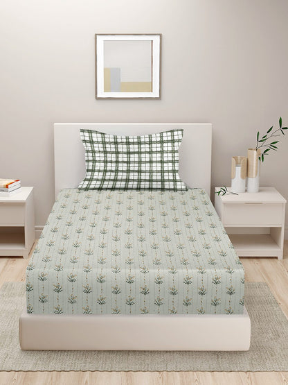 280 TC GEOMETRIC DESIGN MULTICOLOR SINGLE BED SHEET WITH 1 PILLOW COVER BY HOSTA HOMES image 1