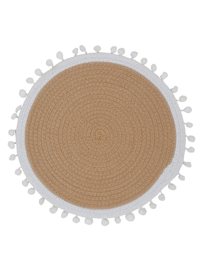 Beige & White Self Design Pure Cotton Table Placemats image 1