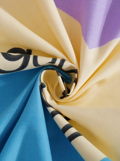 Hosta Homes Smiley Star Cloud Printed Multicolored Bedsheet With Pillow Covers image 4