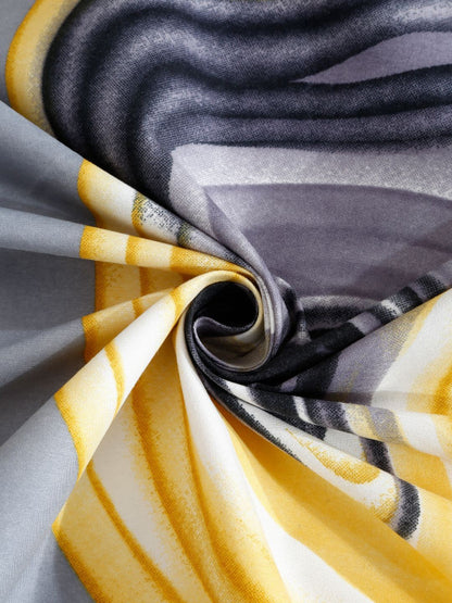 Grey Abstract Cotton 280 TC Queen Fine Bedsheet with 2 Pillow Covers-90 x 100 inches