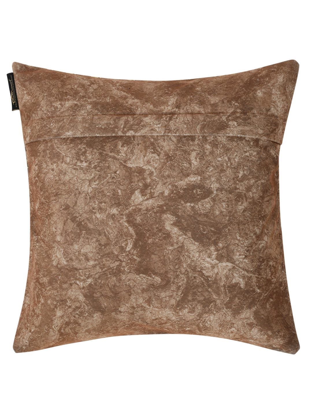 16X16 Soft Velvet , Foil Printed Brown & Gold ,Zipper image 1