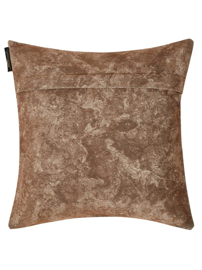 16X16 Soft Velvet , Foil Printed Brown & Gold ,Zipper image 1