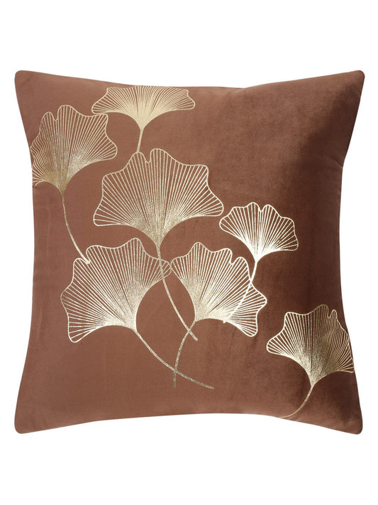 16X16 Soft Velvet , Foil Printed Brown ,Zipper image 1