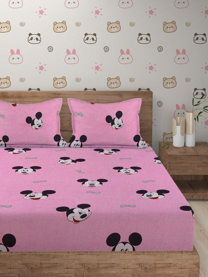 Hosta Homes Mickey Mouse Printed Kids Bed Sheet With Pillow Covers image 1