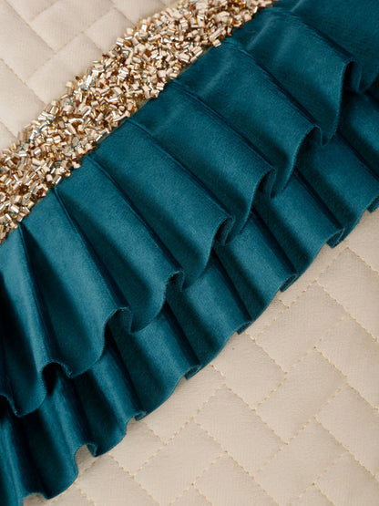 Quilted Velvet Frill Cushion Covers with Zipper image 2