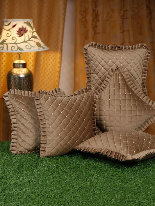 SOFT QUILTED VELVET FRILLED CUSHION COVERS image 0