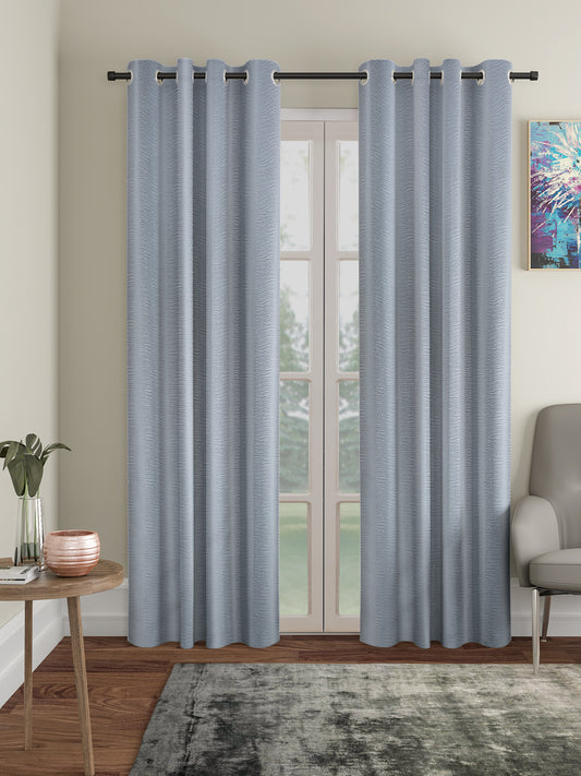 Silver-Toned Abstract Eyelet Blackout Door Curtains Set of 2 (Long Door) image 0