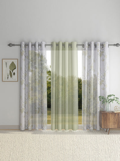 Floral Design Door Curtain Pack of 3 image 0