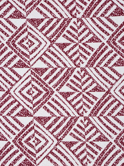 White Geometric Polycotton 300 TC King Fine Bedsheet with 2 Pillow Covers-254 x 274 cm