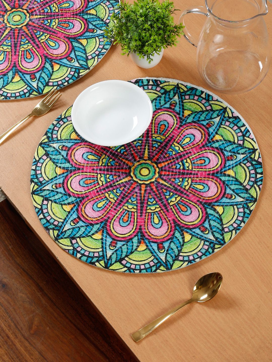 Pink & Green Printed Pure Cotton Table Placemats image 0