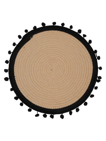 Beige & Black Self Design Pure Cotton Table Placemats image 2