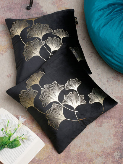 16X16 Soft Velvet , Foil Printed Black ,Zipper - Pack of 2 image