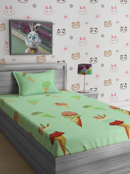 Hosta Homes Ice Cream Cone Multicolored Bed Sheet With Pillow Cover image 0