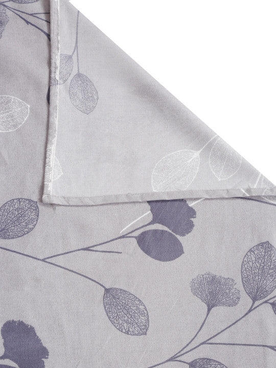 Grey Leaf Polycotton 210 TC Single Fine Bedsheet with a Pillow Cover-60 x 90 inches