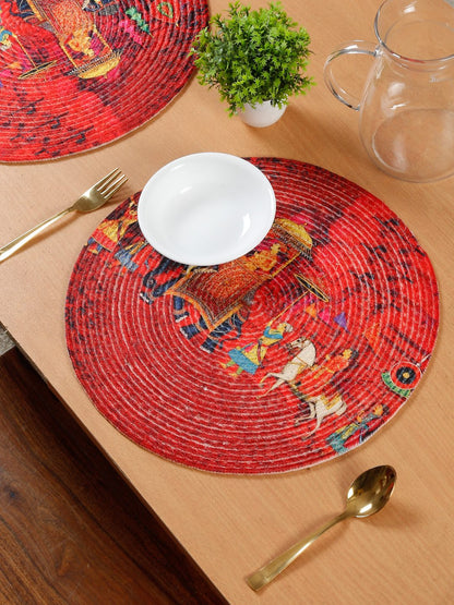 Red & Yellow Printed Pure Cotton Table Placemats image 0