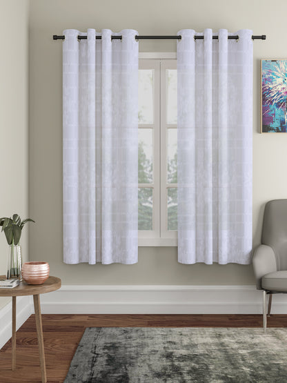 Checkered Floral Design Window Curtain Pack of 2 image 0