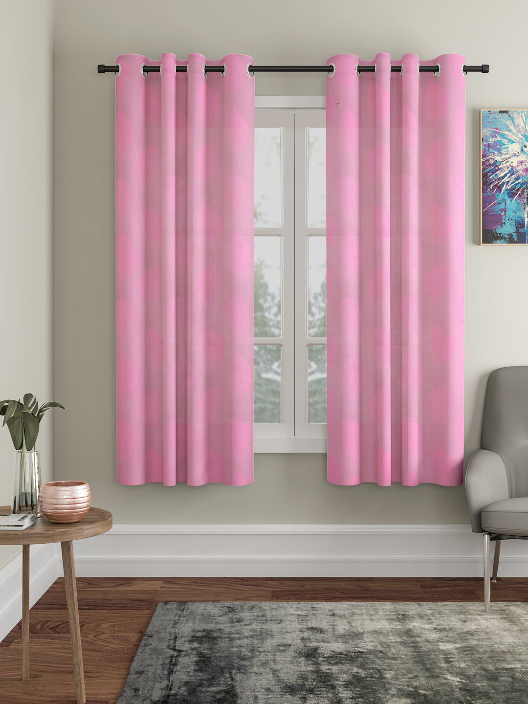 Floral Design Window Curtain Pack of 2 image 0