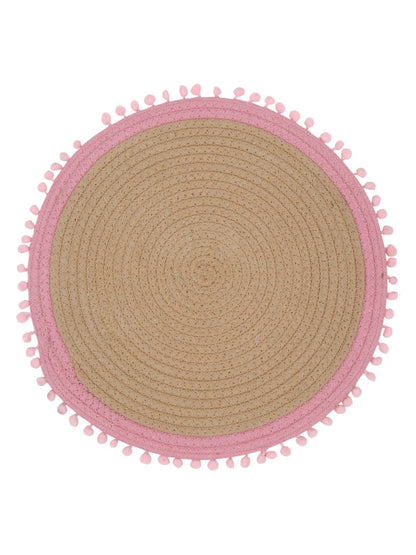 Beige & Pink Self Design Pure Cotton Table Placemat image 2