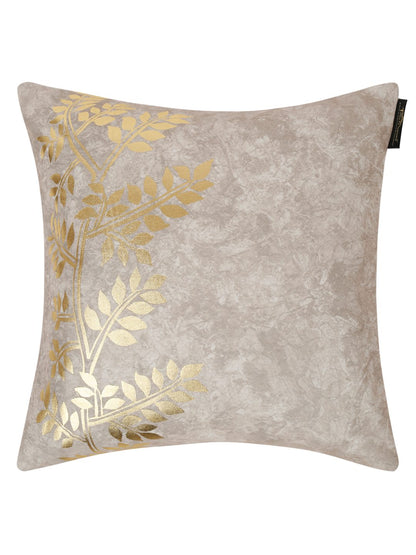 16X16 Soft Velvet , Foil Printed Cream & Gold ,Zipper image 3