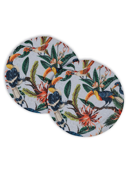 White & Green Printed Pure Cotton Table Placemats - Pack of 2 image