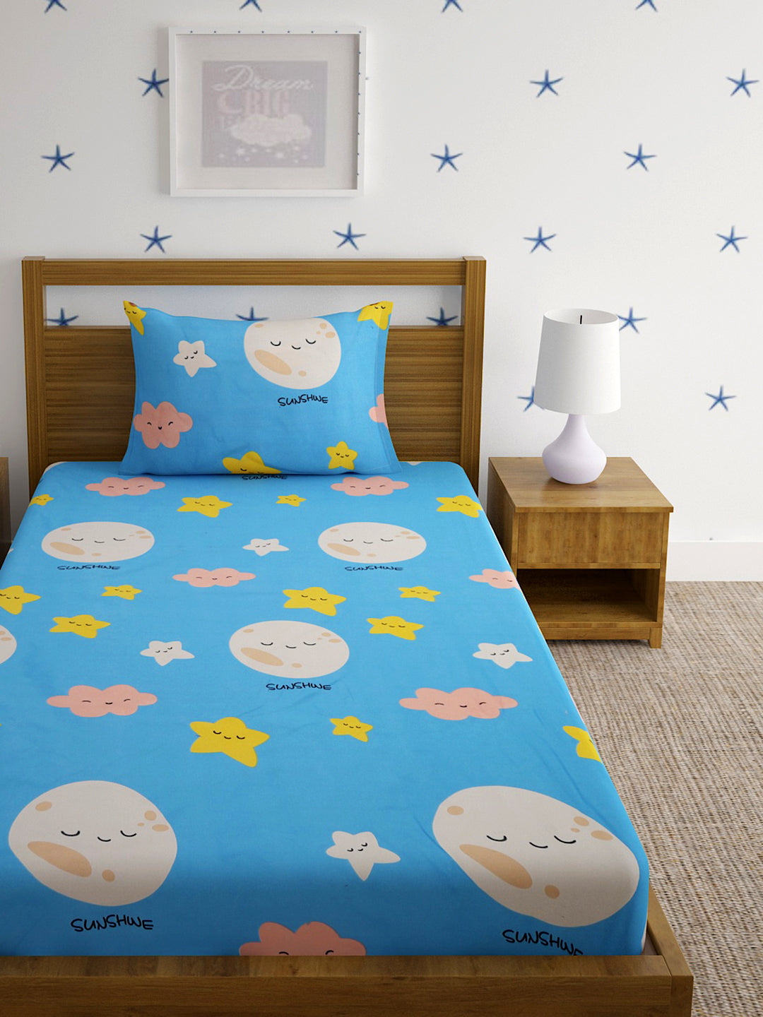 Hosta Homes Sun Shine Multicolored Kids Bed Sheet With Pillow Cover image 1