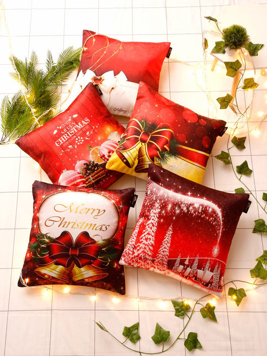 Soft velvet , Abstract Red & White  ,pack of 5 , zipper image 0