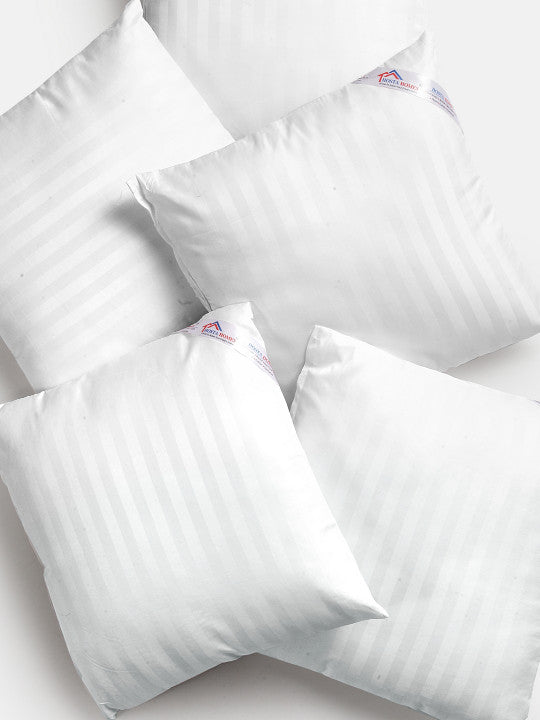 Set Of 5 White Striped Cushions