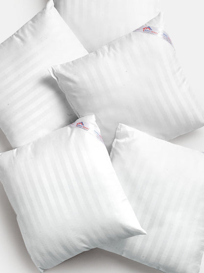 Set Of 5 White Striped Cushions