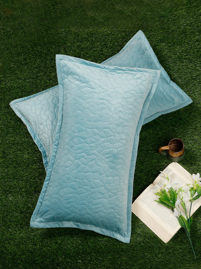 ULTRASONIC Poly velvet Geometric Pillow Covers (Pack of 2) by Hosta Homes - Turquoise Blue image