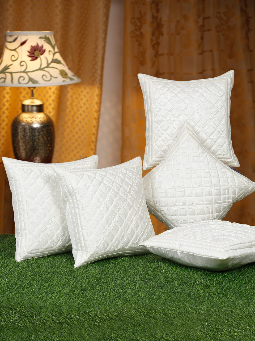 SELF PATTERENED POLYESTER FABRIC CUSHION COVERS image 0