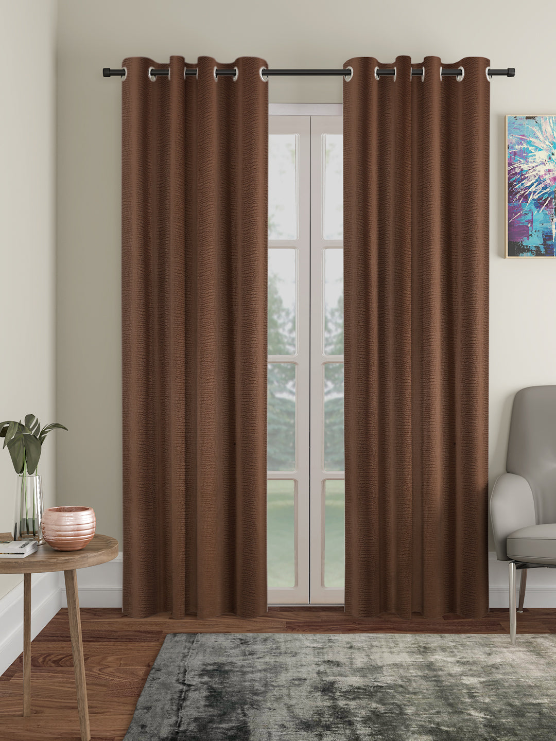 SELF TEXTURED BLACKOUT LONG DOOR CURTAIN PACK OF 2 BY HOSTA HOMES image 0