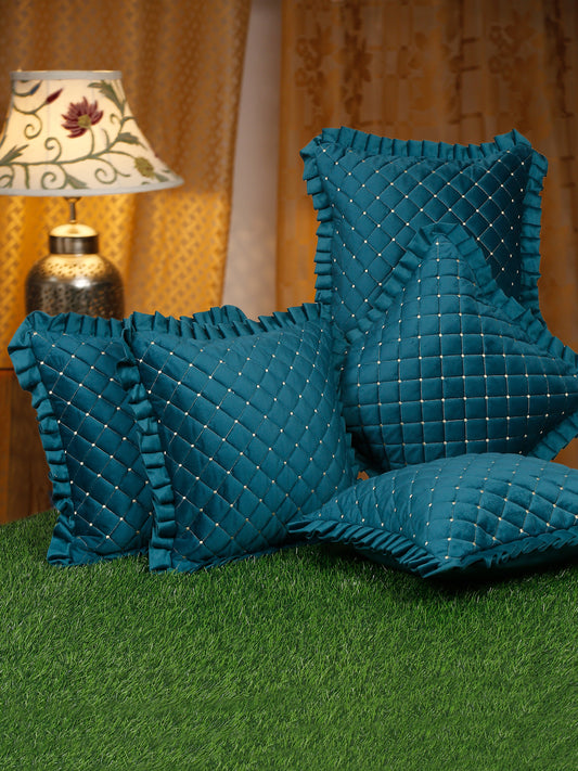 SOFT QUILTED VELVET FRILLED CUSHION COVERS image 0